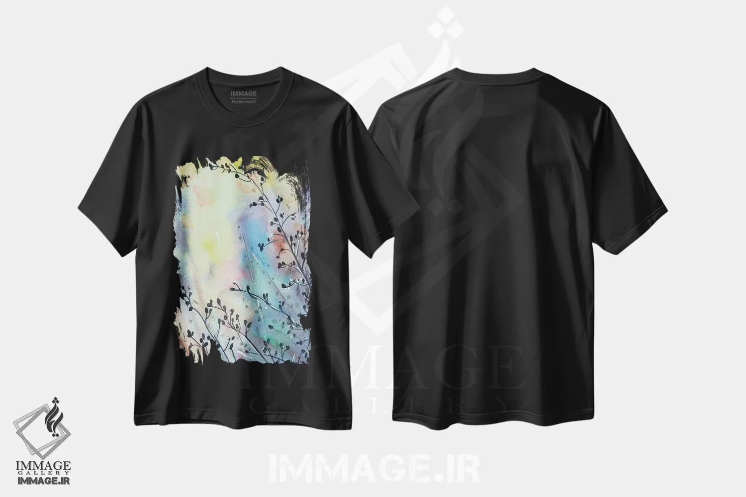 تیشرت مشکی طرح دار – تیشرت طبیعت ,علف ها در غروب اثر لویزا میلیسنت فروشگاه ایماژ