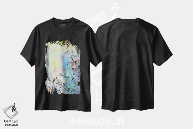 تیشرت مشکی طرح دار – تیشرت طبیعت ,علف ها در غروب اثر لویزا میلیسنت فروشگاه ایماژ