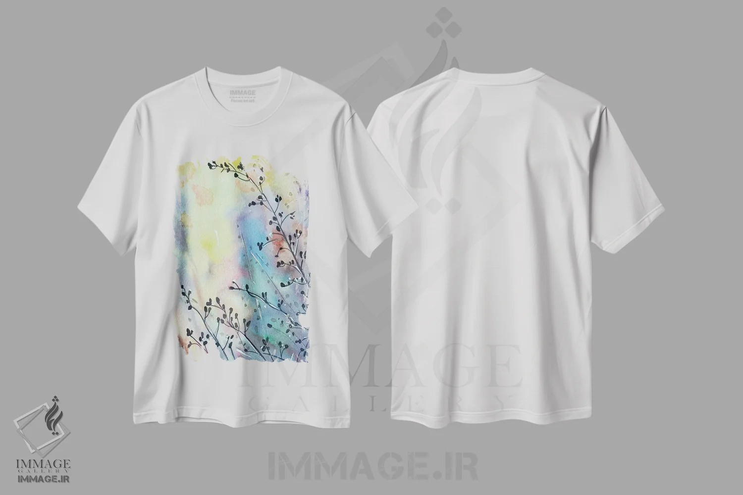 تیشرت سفید طرح دار – تیشرت طبیعت ,علف ها در غروب اثر لویزا میلیسنت immage.ir