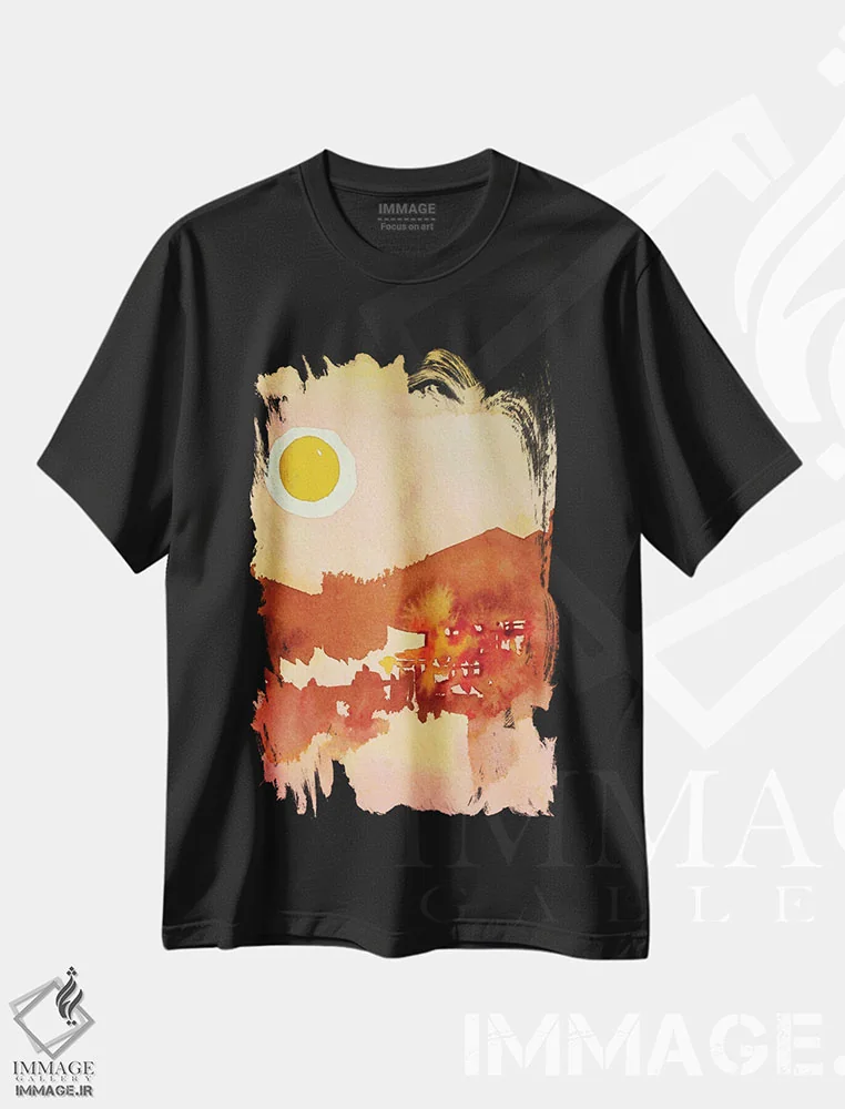 تیشرت مشکی طرح دار – تیشرت طبیعت ,دریاچه دوزخی اثر لویزا میلیسنت فروشگاه ایماژ