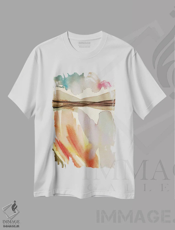تیشرت سفید طرح دار – تیشرت طبیعت ,باران تند جنوب غربی اثر لویزا میلیسنت فروشگاه ایماژ