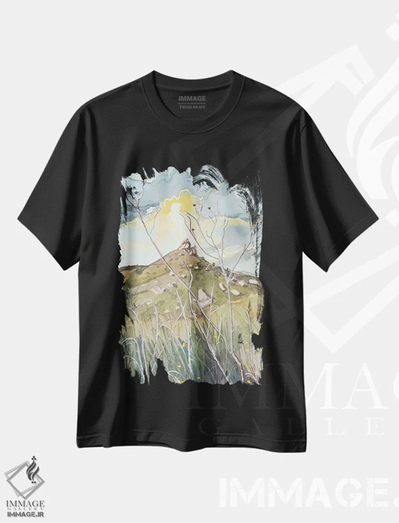 تیشرت مشکی طرح دار – تیشرت بهاری ,بهار بلوط های سنگی اثر لویزا میلیسنت فروشگاه ایماژ