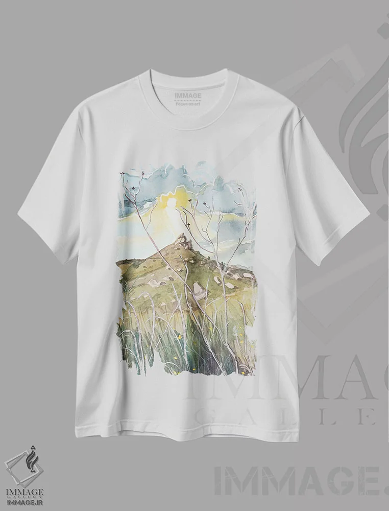 تیشرت سفید طرح دار – تیشرت بهاری ,بهار بلوط های سنگی اثر لویزا میلیسنت immage.ir