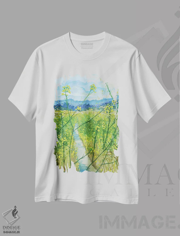 تیشرت سفید طرح دار – تیشرت طبیعت ,مسیر بازگشت به خانه اثر لویزا میلیسنت فروشگاه ایماژ