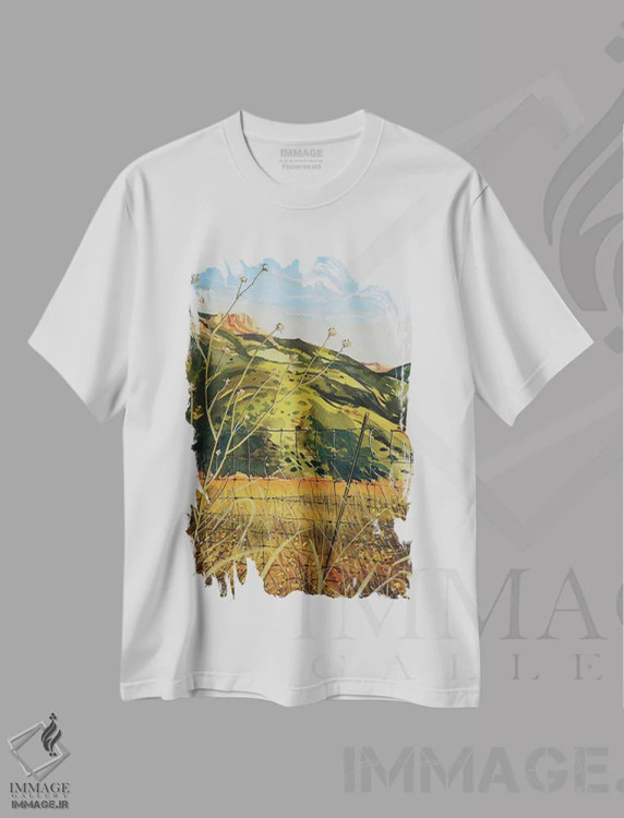 تیشرت سفید طرح دار – تیشرت منظره ,نور طلایی پارک ایالتی پوینت موگو اثر لویزا میلیسنت immage.ir