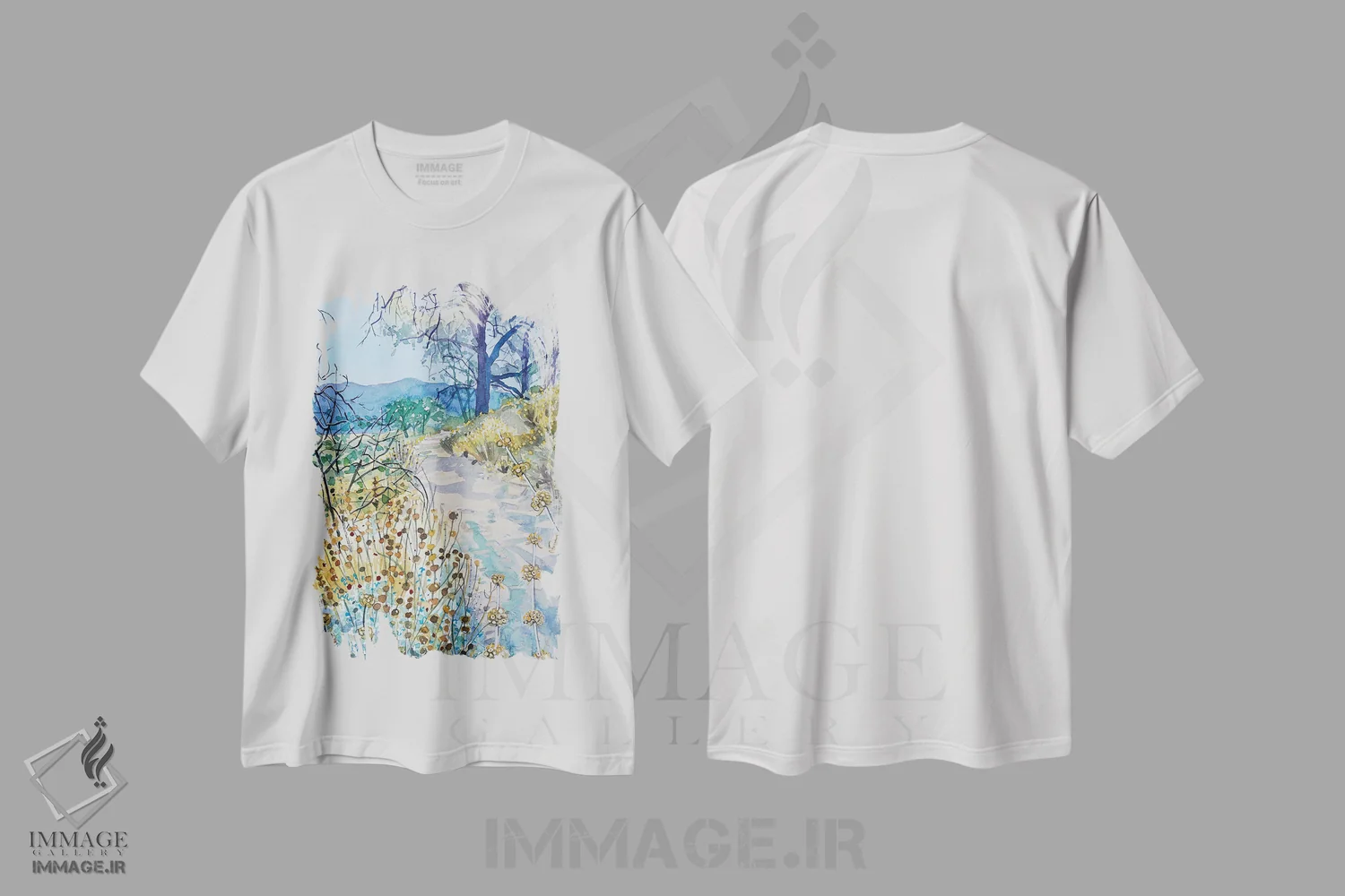 تیشرت سفید طرح دار – تیشرت طبیعت گردی ,مسیر صبحگاهی پاییزی اثر لویزا میلیسنت فروشگاه ایماژ
