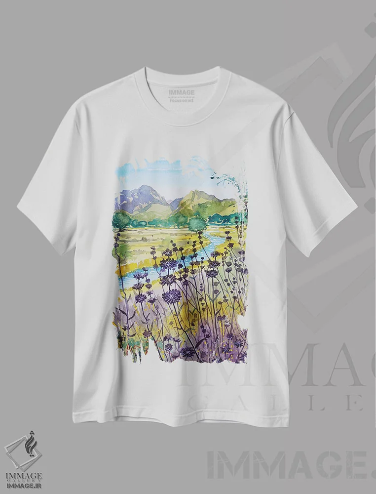 تیشرت سفید طرح دار – تیشرت ساحلی ,عصر گرم نهر مالیبو اثر لویزا میلیسنت immage.ir