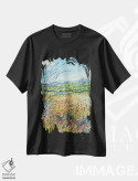 تیشرت مشکی طرح دار – تیشرت طبیعت ,پیاده روی سپتامبر در بلوط های سنگی اثر لویزا میلیسنت فروشگاه ایماژ