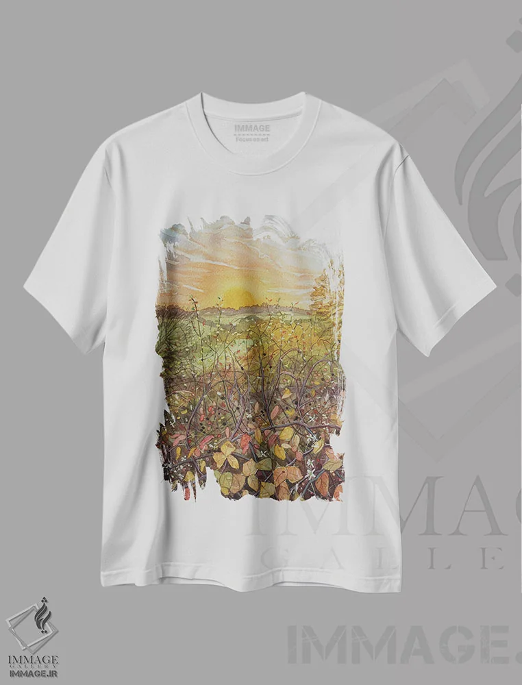 تیشرت سفید طرح دار – تیشرت پاییزی ,پرچین پاییزی اثر لویزا میلیسنت immage.ir