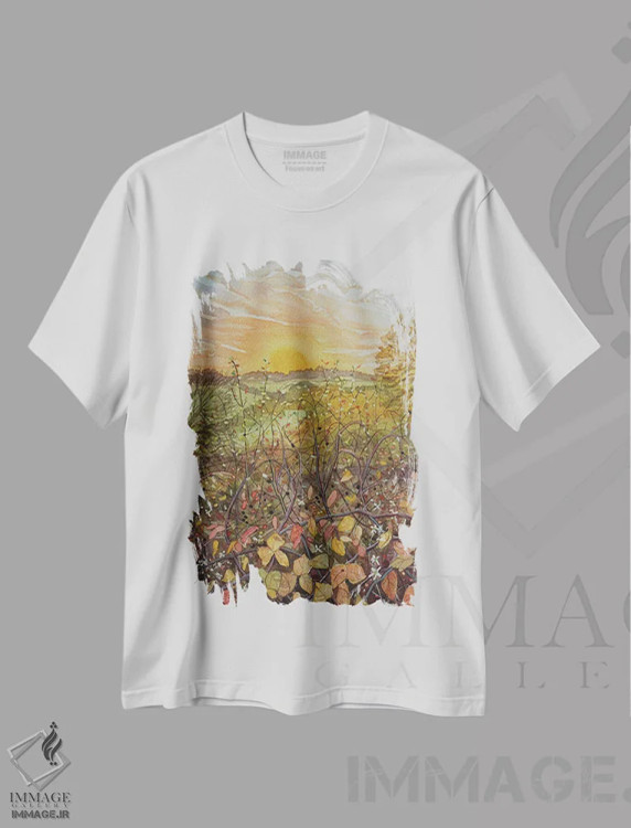 تیشرت سفید طرح دار – تیشرت پاییزی ,پرچین پاییزی اثر لویزا میلیسنت immage.ir