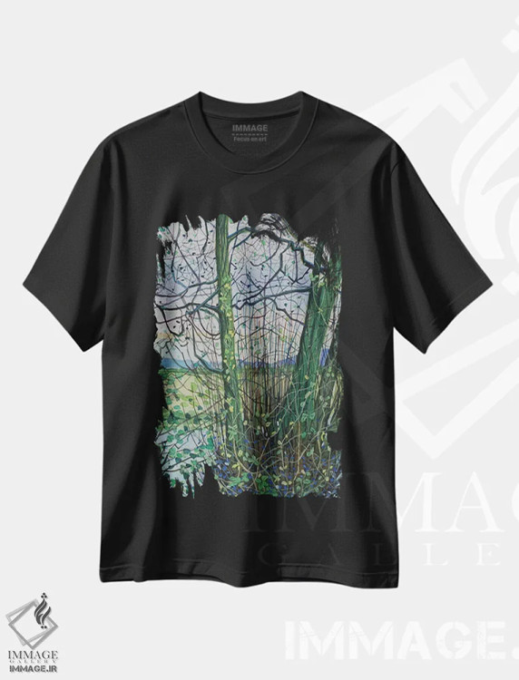 تیشرت مشکی طرح دار – تیشرت زمستانی ,درختان زمستانی شروپشر اثر لویزا میلیسنت فروشگاه ایماژ