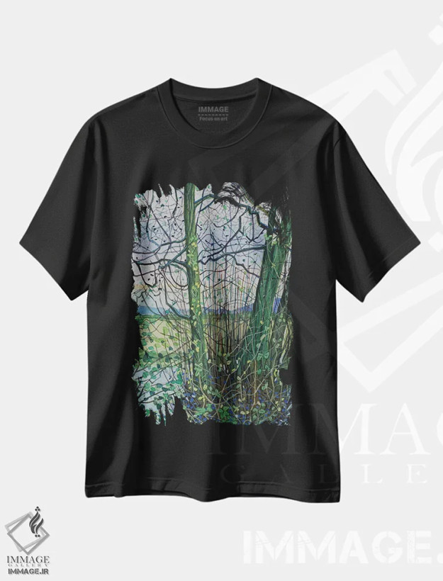 تیشرت مشکی طرح دار – تیشرت زمستانی ,درختان زمستانی شروپشر اثر لویزا میلیسنت فروشگاه ایماژ