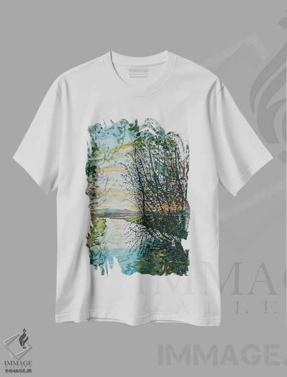 تیشرت سفید طرح دار – تیشرت هنری ,رود تم اثر لویزا میلیسنت immage.ir
