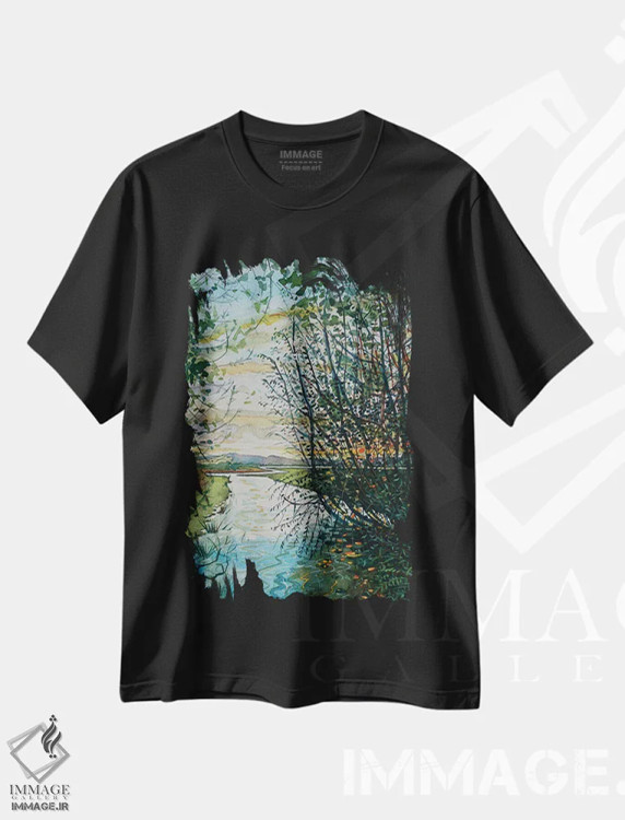 تیشرت مشکی طرح دار – تیشرت هنری ,رود تم اثر لویزا میلیسنت فروشگاه ایماژ