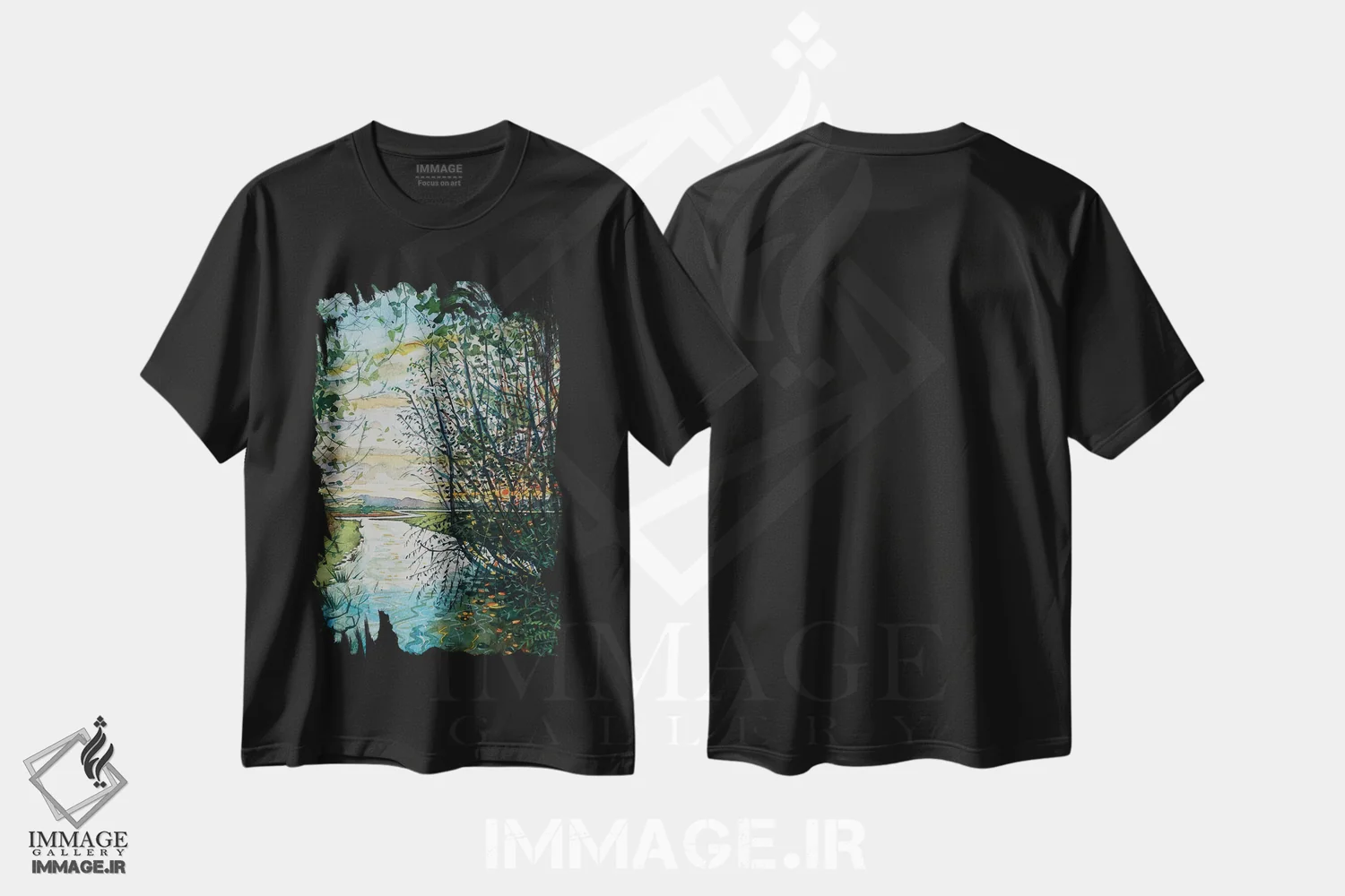 تیشرت مشکی طرح دار – تیشرت هنری ,رود تم اثر لویزا میلیسنت فروشگاه ایماژ