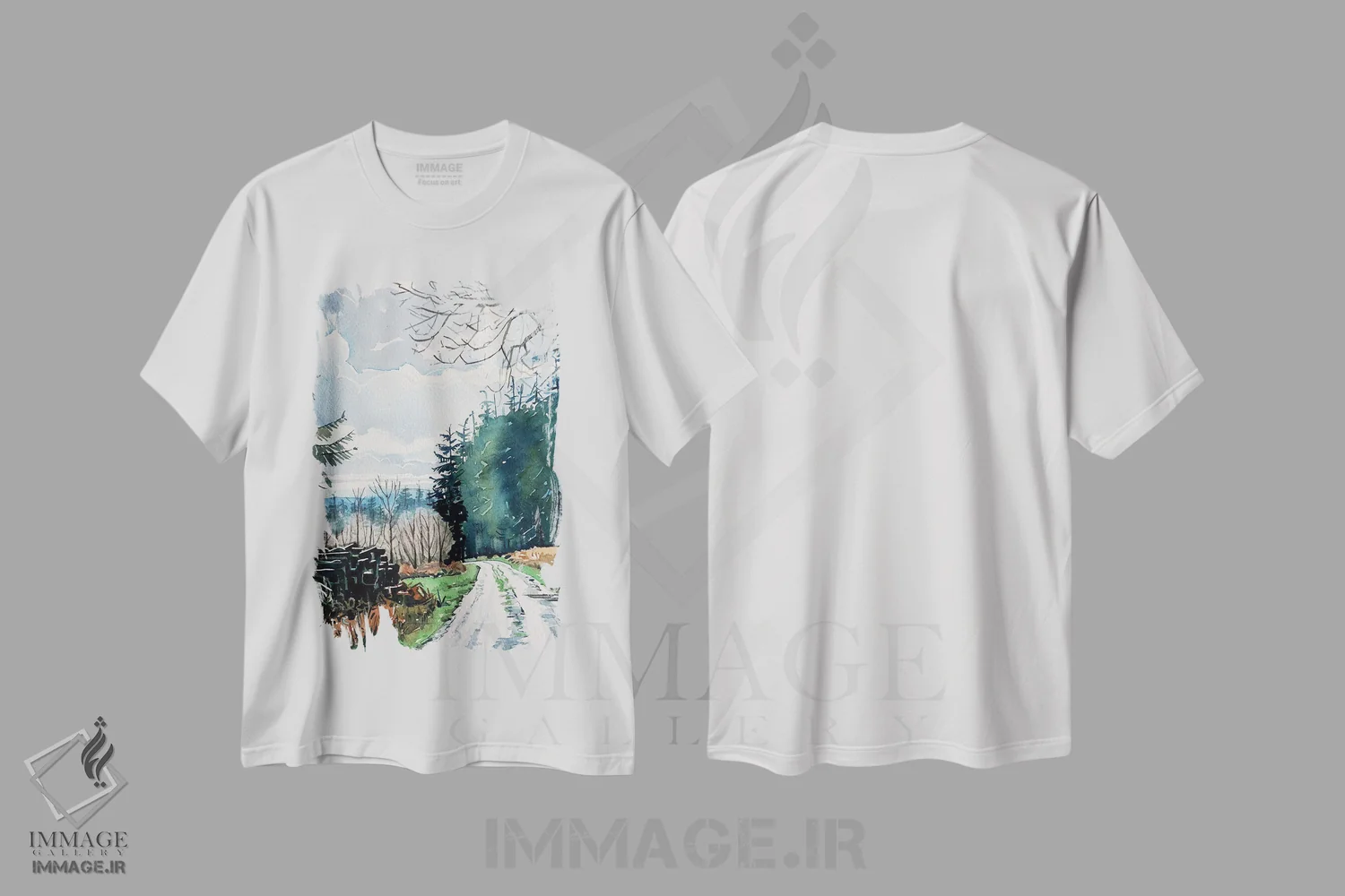 تیشرت سفید طرح دار – تیشرت طبیعت ,جنگل های قلعه کرفت اثر لویزا میلیسنت immage.ir