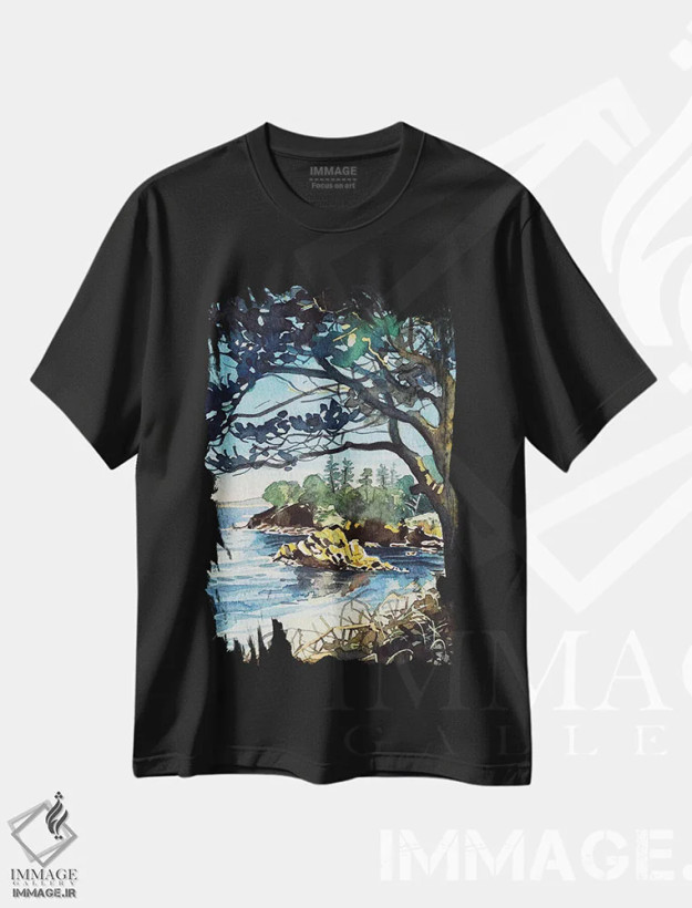 تیشرت مشکی طرح دار – تیشرت طبیعت ,پوینت لوبوس اثر لویزا میلیسنت فروشگاه ایماژ