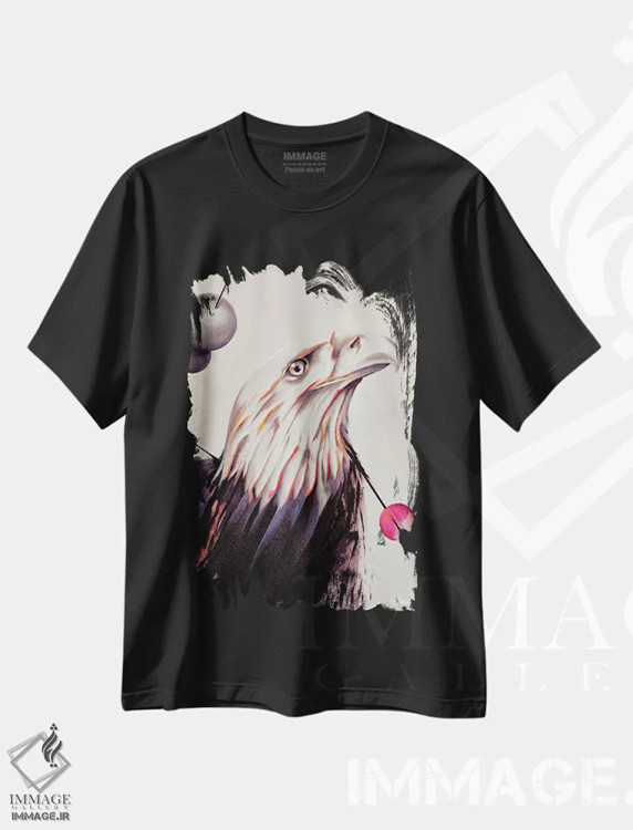 تیشرت مشکی طرح دار – تیشرت حیوانات ,نقاشی قدرت عقاب با رنگ روغن اثر Lostanaw اثر لاستاناو immage.ir