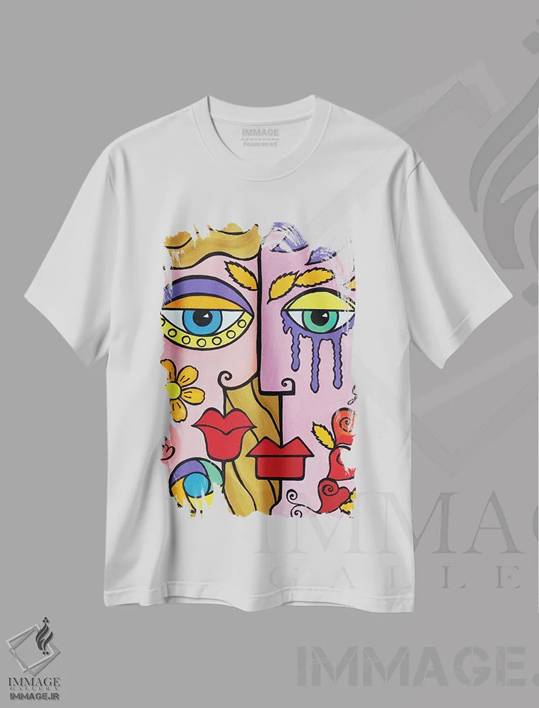 تیشرت سفید طرح دار – تیشرت هنری رمانتیک ,دوستم داشته باش اثر لنا اسمیرنُوا فروشگاه ایماژ