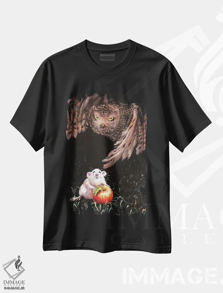 تیشرت مشکی طرح دار – تیشرت هنری طبیعت ,بگیر اثر لنا اسمیرنُوا فروشگاه ایماژ
