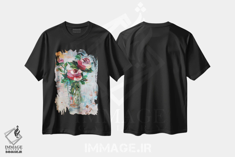 تیشرت مشکی طرح دار – تیشرت گلدار ,تابستان یعنی گل صدتومانی اثر لنا اسمیرنُوا فروشگاه ایماژ