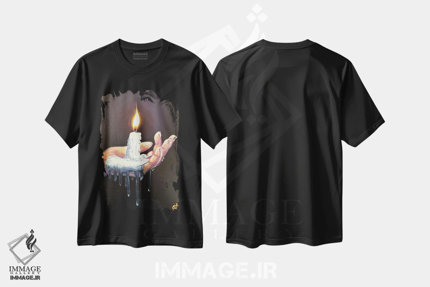 تیشرت مشکی طرح دار – تیشرت هنری ,شمعم را روشن کن اثر لنا اسمیرنُوا فروشگاه ایماژ