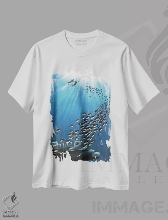 تیشرت سفید طرح دار – تیشرت دریایی ,ماهی بزرگ شماره دو اثر لنا اسمیرنُوا immage.ir