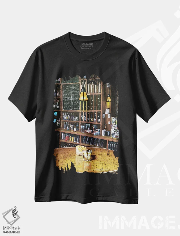 تیشرت مشکی طرح دار – تیشرت تزئینی ,آرامش عصرگاهی اثر لنا اسمیرنُوا فروشگاه ایماژ