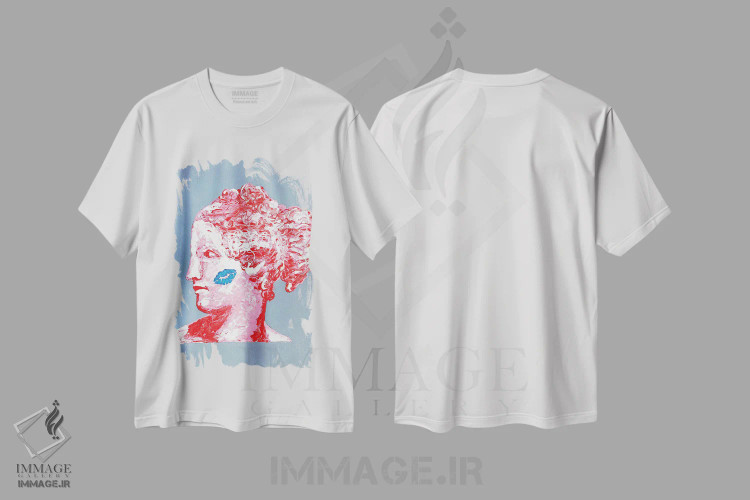 تیشرت سفید طرح دار – تیشرت هنری ,ونوس اثر لنا اسمیرنُوا فروشگاه ایماژ
