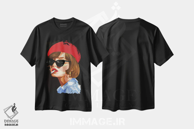 تیشرت مشکی طرح دار – تیشرت هنری ,دختر با گوشواره اثر لنا اسمیرنُوا فروشگاه ایماژ