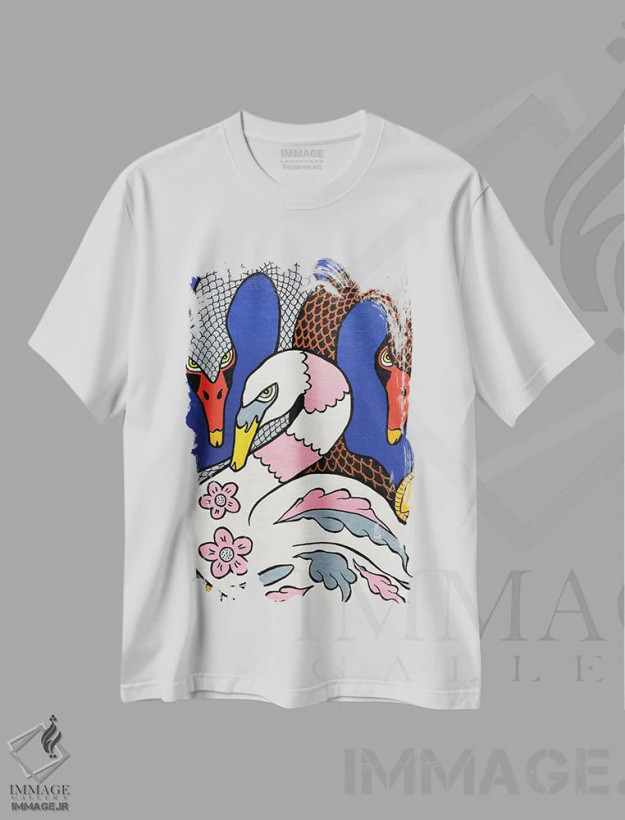 تیشرت سفید طرح دار – تیشرت طبیعت ,دریاچه قو اثر لنا اسمیرنُوا فروشگاه ایماژ