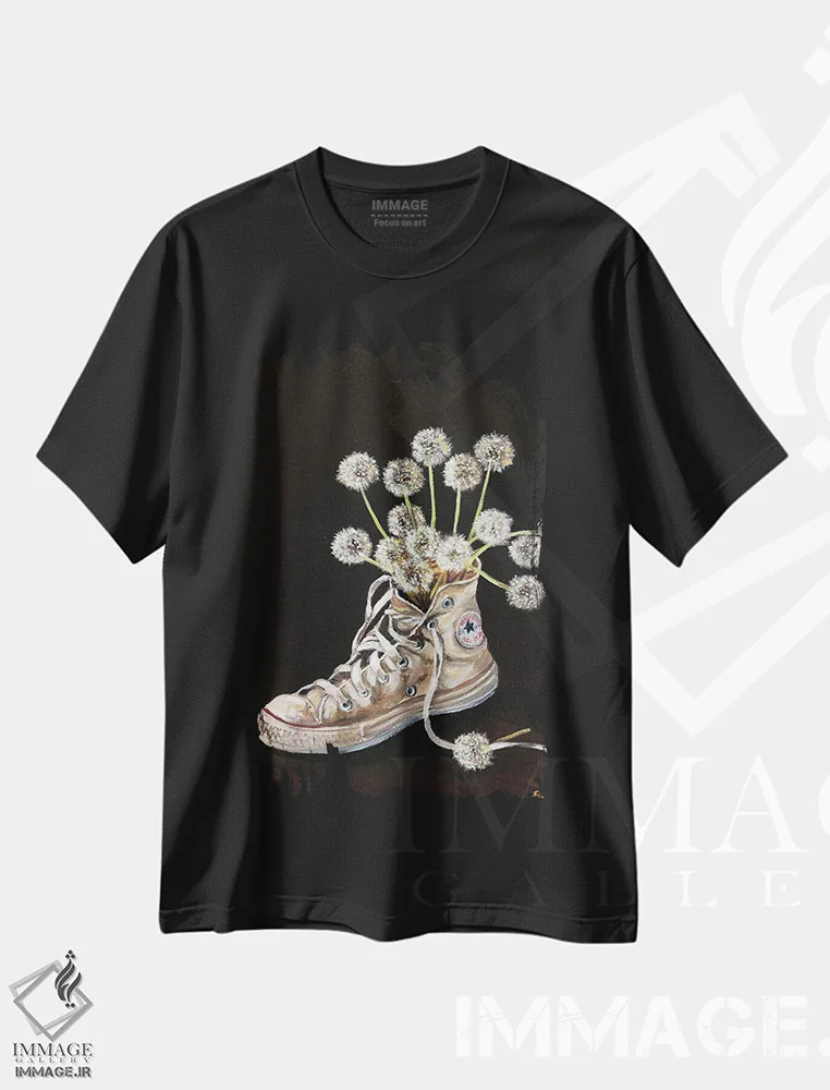 تیشرت مشکی طرح دار – تیشرت طبیعت ,قاصدک ها اثر لنا اسمیرنُوا فروشگاه ایماژ