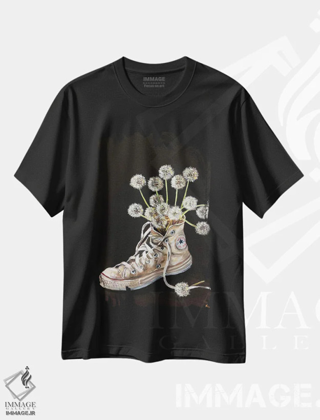 تیشرت مشکی طرح دار – تیشرت طبیعت ,قاصدک ها اثر لنا اسمیرنُوا فروشگاه ایماژ