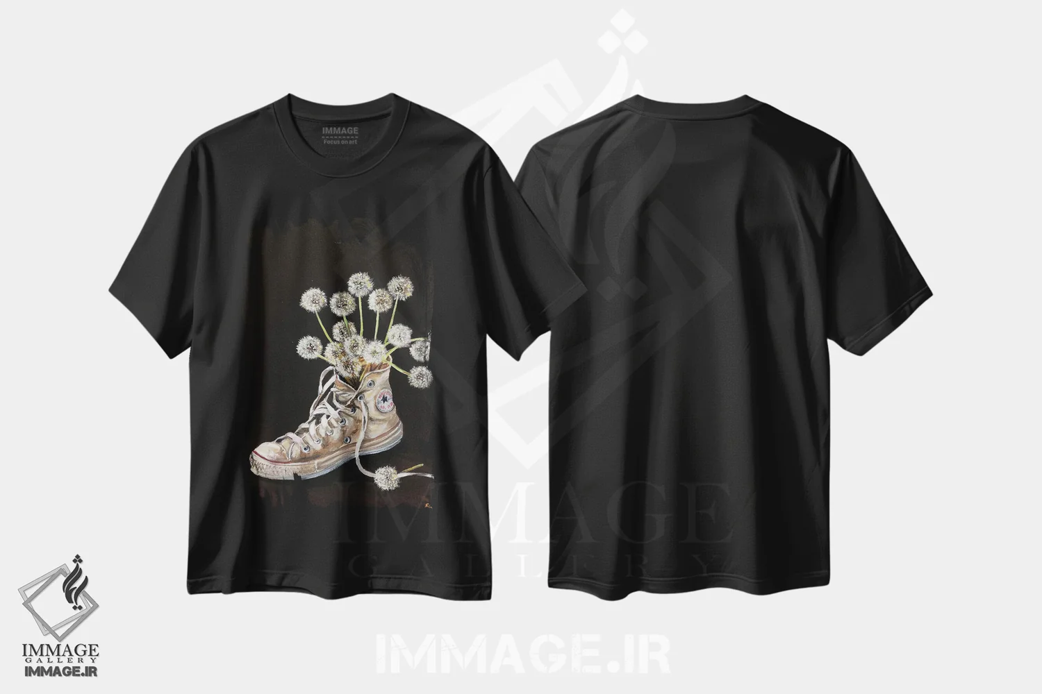 تیشرت مشکی طرح دار – تیشرت طبیعت ,قاصدک ها اثر لنا اسمیرنُوا فروشگاه ایماژ