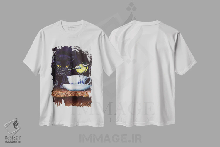تیشرت سفید طرح دار – تیشرت طنز ,چای برای دو نفر VII اثر لنا اسمیرنُوا فروشگاه ایماژ