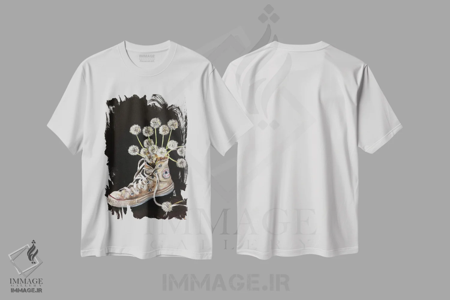 تیشرت سفید طرح دار – تیشرت طبیعت ,قاصدک ها اثر لنا اسمیرنُوا immage.ir