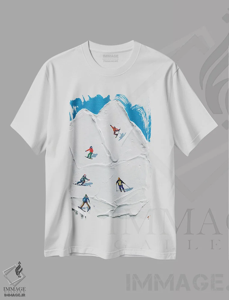 تیشرت سفید طرح دار – تیشرت اسپرت ,پیست اسکی II اثر لنا اسمیرنُوا فروشگاه ایماژ