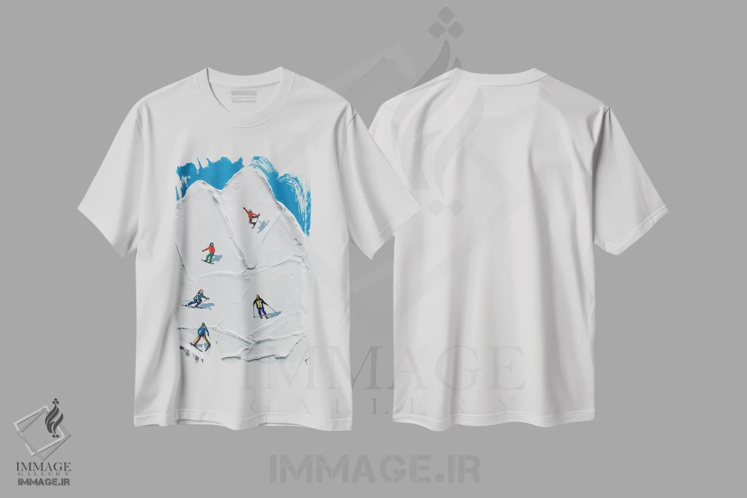 تیشرت سفید طرح دار – تیشرت اسپرت ,پیست اسکی II اثر لنا اسمیرنُوا فروشگاه ایماژ