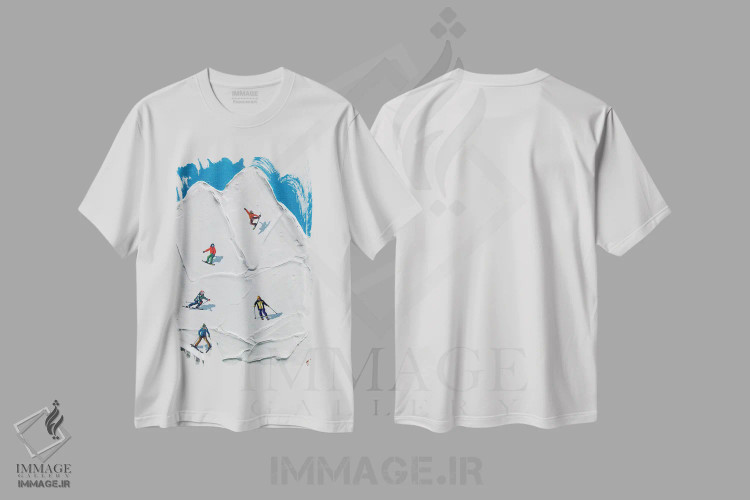 تیشرت سفید طرح دار – تیشرت اسپرت ,پیست اسکی II اثر لنا اسمیرنُوا فروشگاه ایماژ