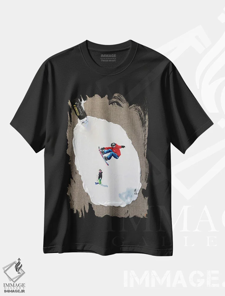 تیشرت مشکی طرح دار – تیشرت هنری ,پیست اسکی IV اثر لنا اسمیرنُوا immage.ir