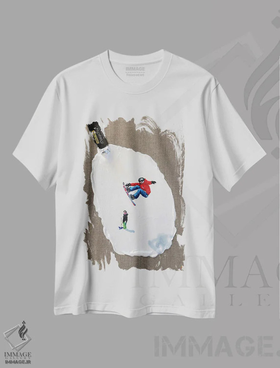 تیشرت سفید طرح دار – تیشرت هنری ,پیست اسکی IV اثر لنا اسمیرنُوا فروشگاه ایماژ