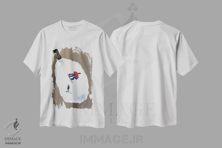 تیشرت سفید طرح دار – تیشرت هنری ,پیست اسکی IV اثر لنا اسمیرنُوا فروشگاه ایماژ