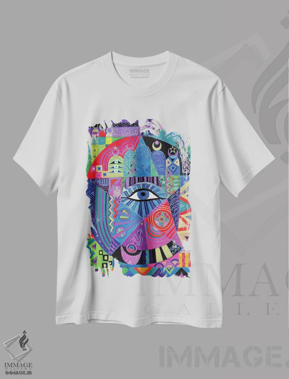 تیشرت سفید طرح دار – تیشرت آبستره ,چشم سرنوشت، اثر لیل شوا immage.ir