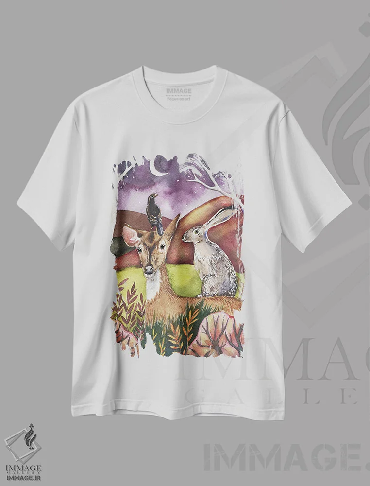 تیشرت سفید طرح دار – تیشرت حیوانات ,انتظار برای سپیده دم اثر لینه آ توبیاس immage.ir