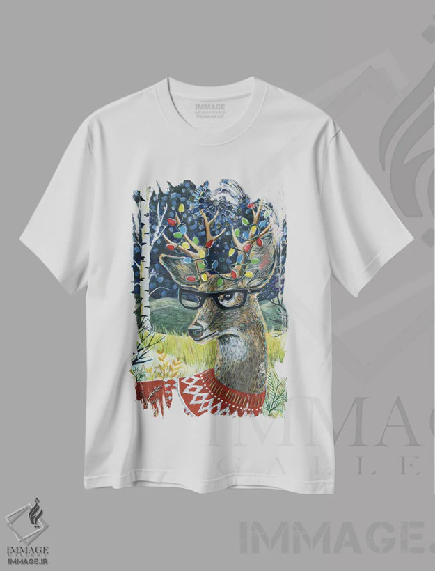تیشرت سفید طرح دار – تیشرت زمستانی ,شب زمستانی اثر لینه آ توبیاس فروشگاه ایماژ