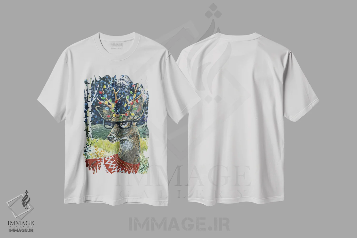 تیشرت سفید طرح دار – تیشرت زمستانی ,شب زمستانی اثر لینه آ توبیاس فروشگاه ایماژ