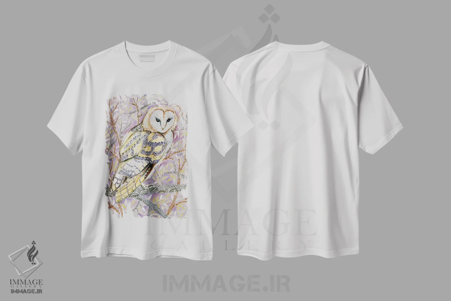 تیشرت سفید طرح دار – تیشرت پرندگان ,جغد زمستانی اثر لینه آ توبیاس immage.ir