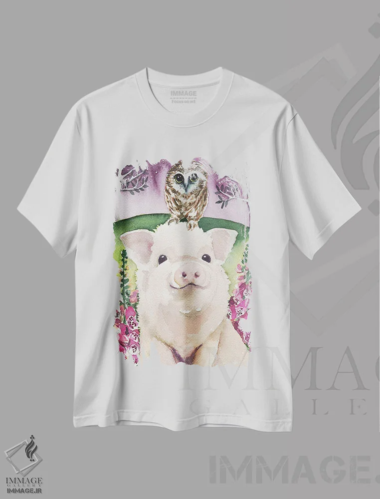 تیشرت سفید طرح دار – تیشرت نمادین ,سال خوک اثر لینه آ توبیاس immage.ir