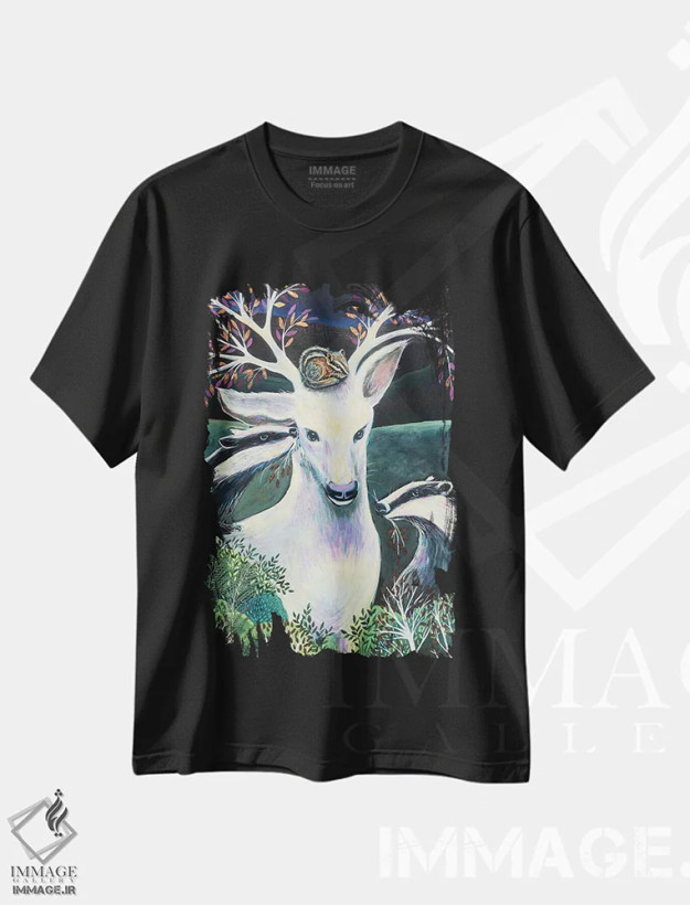 تیشرت مشکی طرح دار – تیشرت حیوانات ,مادر گوزن اثر لینه آ توبیاس فروشگاه ایماژ