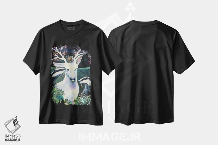 تیشرت مشکی طرح دار – تیشرت حیوانات ,مادر گوزن اثر لینه آ توبیاس فروشگاه ایماژ